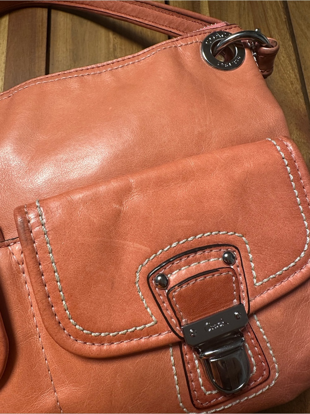 Coach Poppy Hippie Leather Hobo Bag with Matching Wallet in Salmon Pink - Picture 6 of 16
